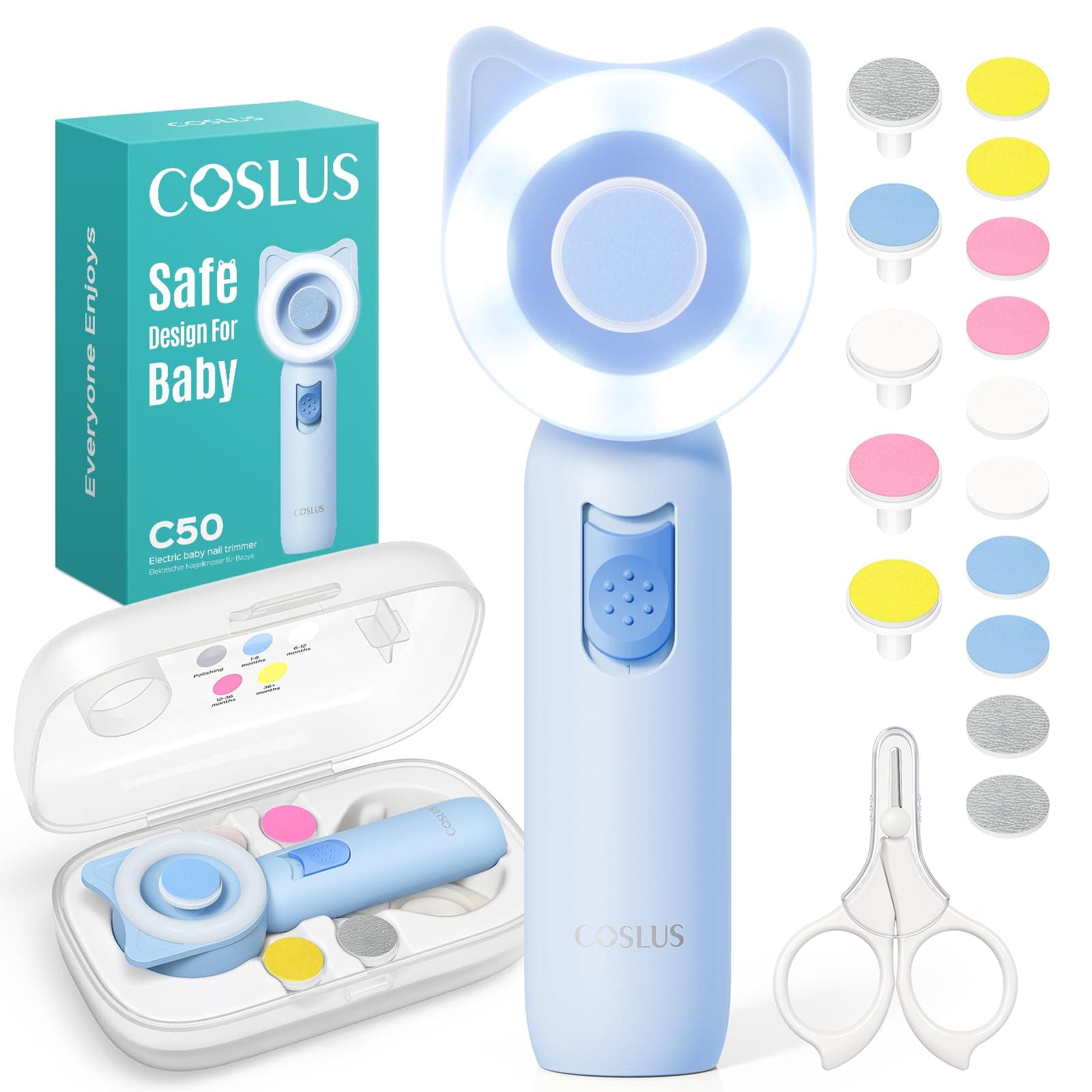 COSLUS C50 Baby Electric Nail File 16 in1, Safe for Trim Grind Gentle