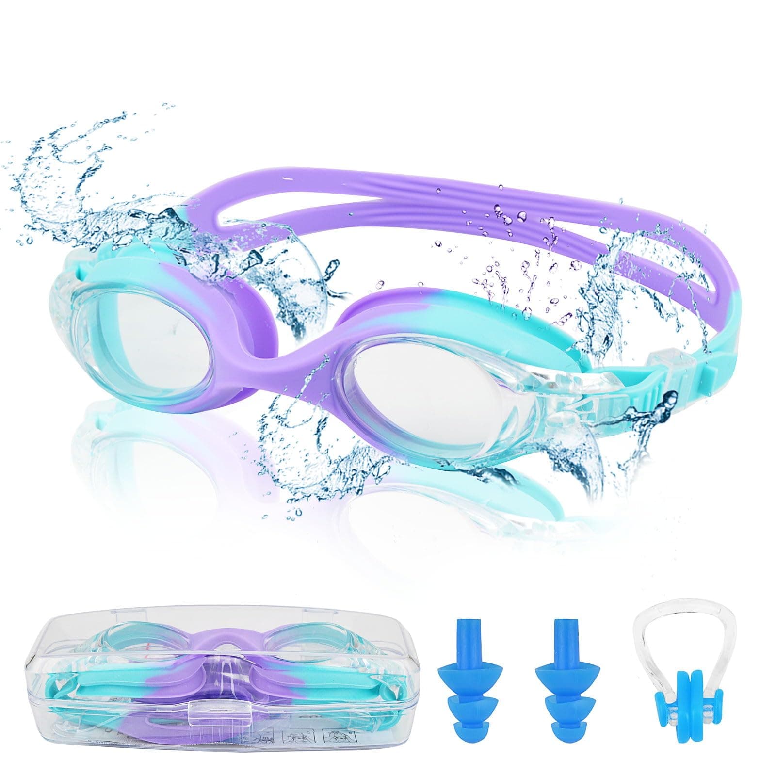 Mezere Kids Swimming Goggles Kids 6-14 Anti Fog Swim Goggles No Leaking Girls Swimming Goggles UV Protection Childrens Goggle Swim Glasses