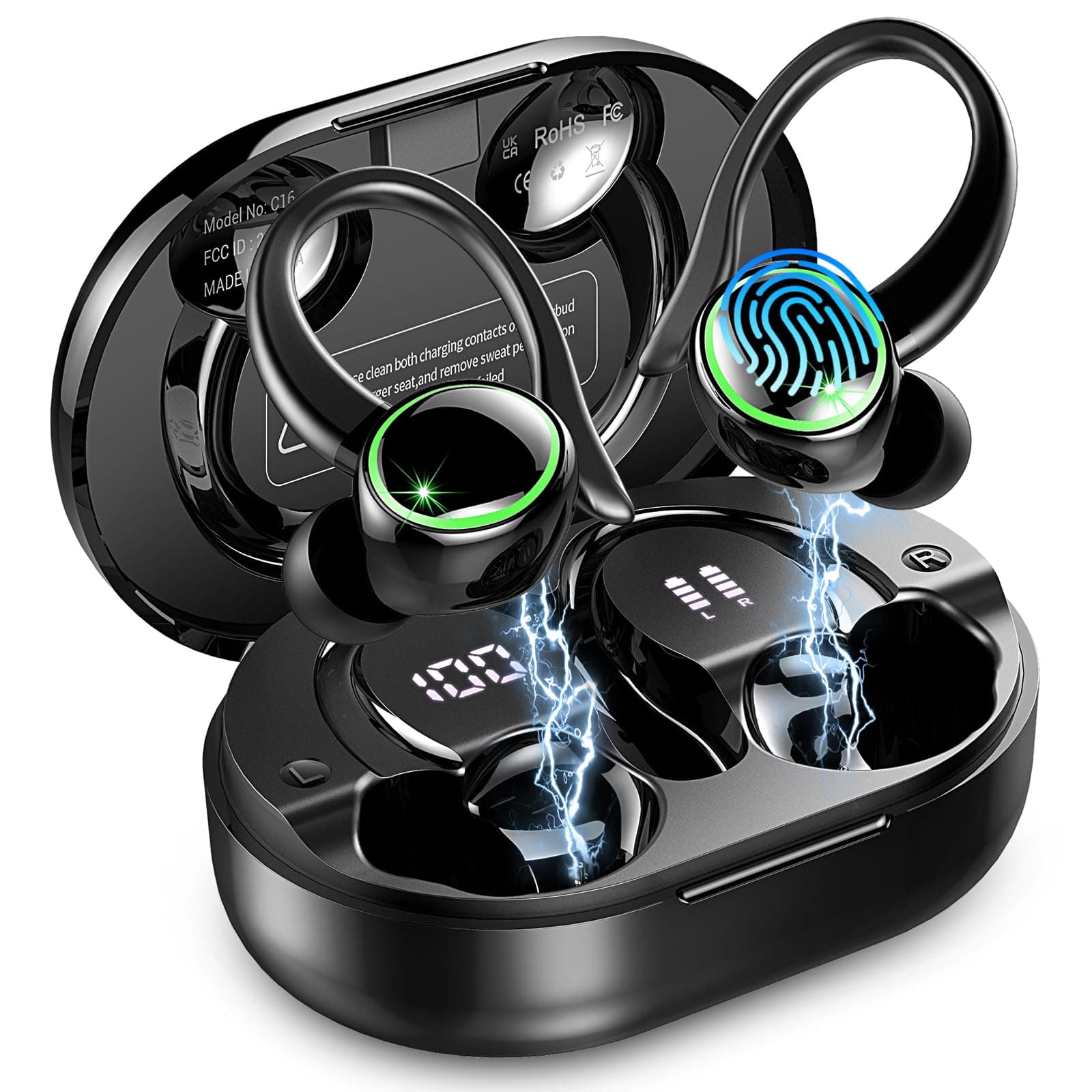 2026 Wireless Earbuds Sport, HiFi Stereo Deep Bass Bluetooth 5.4 Headphones, 50+Hrs Playtime Earbuds with Custom EQ App, 4 ENC Noise... chez Amazon UK