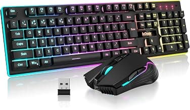RedThunder K10 Ensemble clavier et souris de jeu sans fil, rétroéclairé par LED, batterie rechargeable 3800 mAh, sensation mécanique... chez Amazon Canada