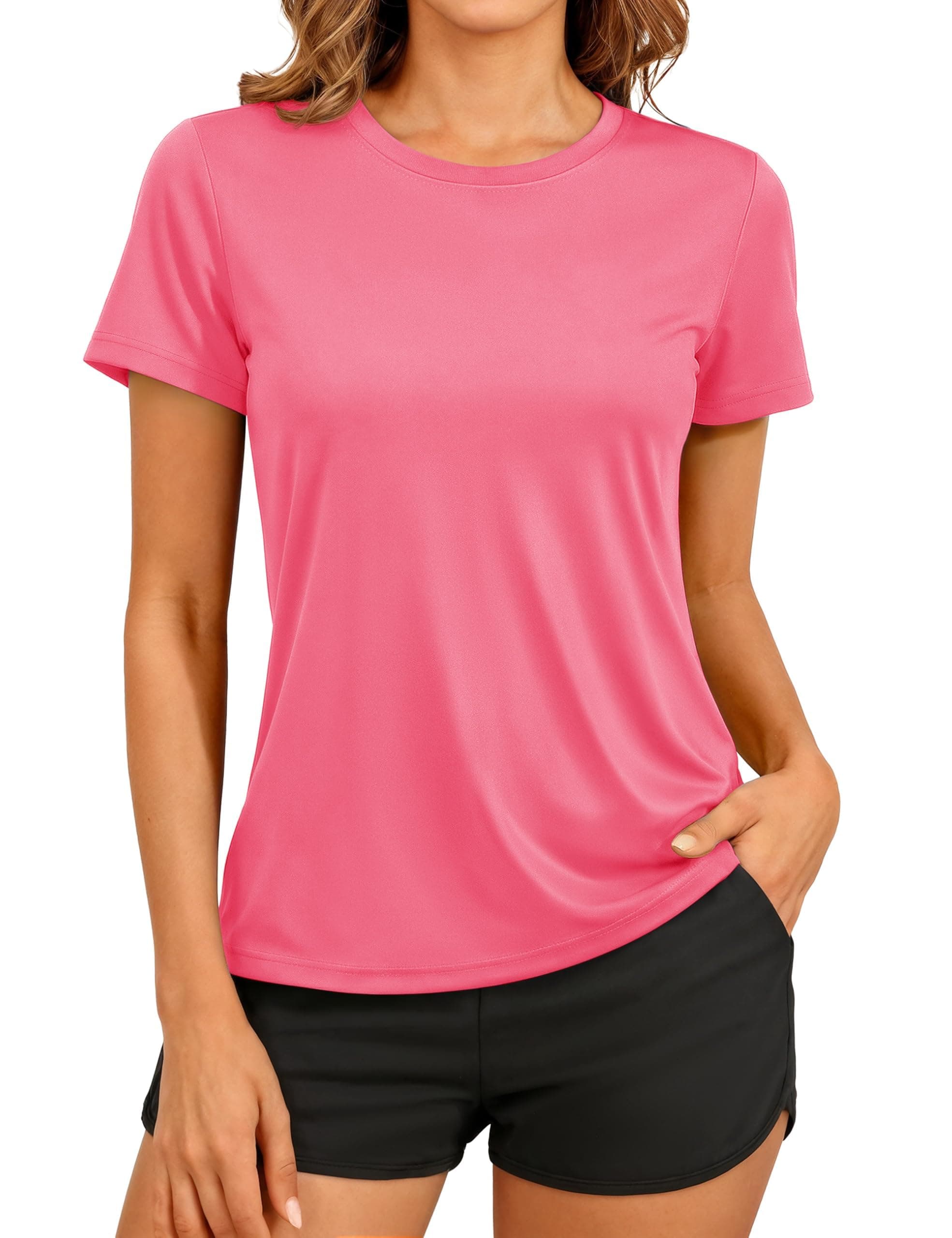 TACVASEN Women's T-Shirt Short Sleeve Outdoor Sport Shirt Quick Dry UV Protection UPF 50+ Tops Quick Dry Summer Running T Shirt