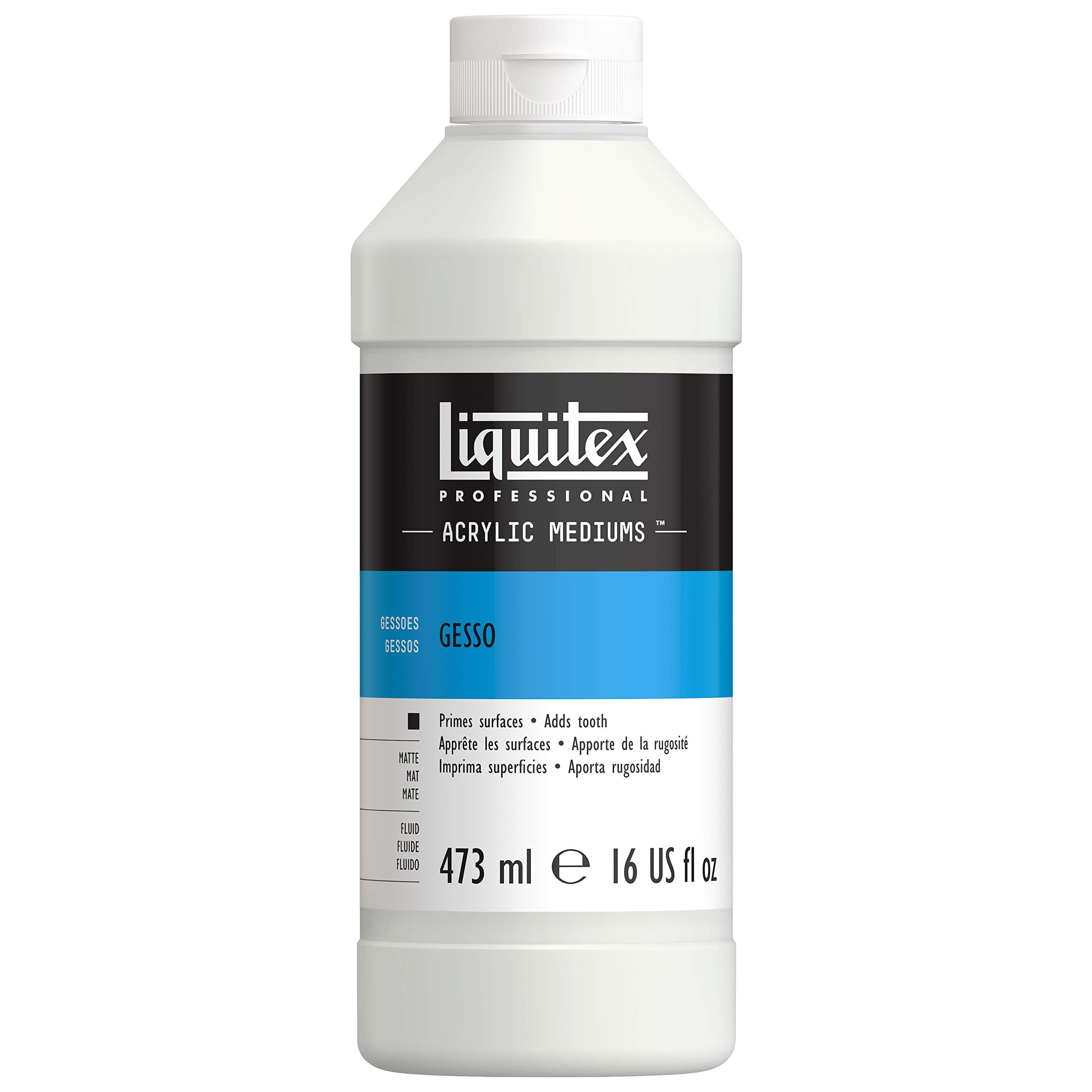 Liquitex Professional Acrylic Medium for Acrylic and Oil Paint, White Gesso Surface Prep, 473 ml