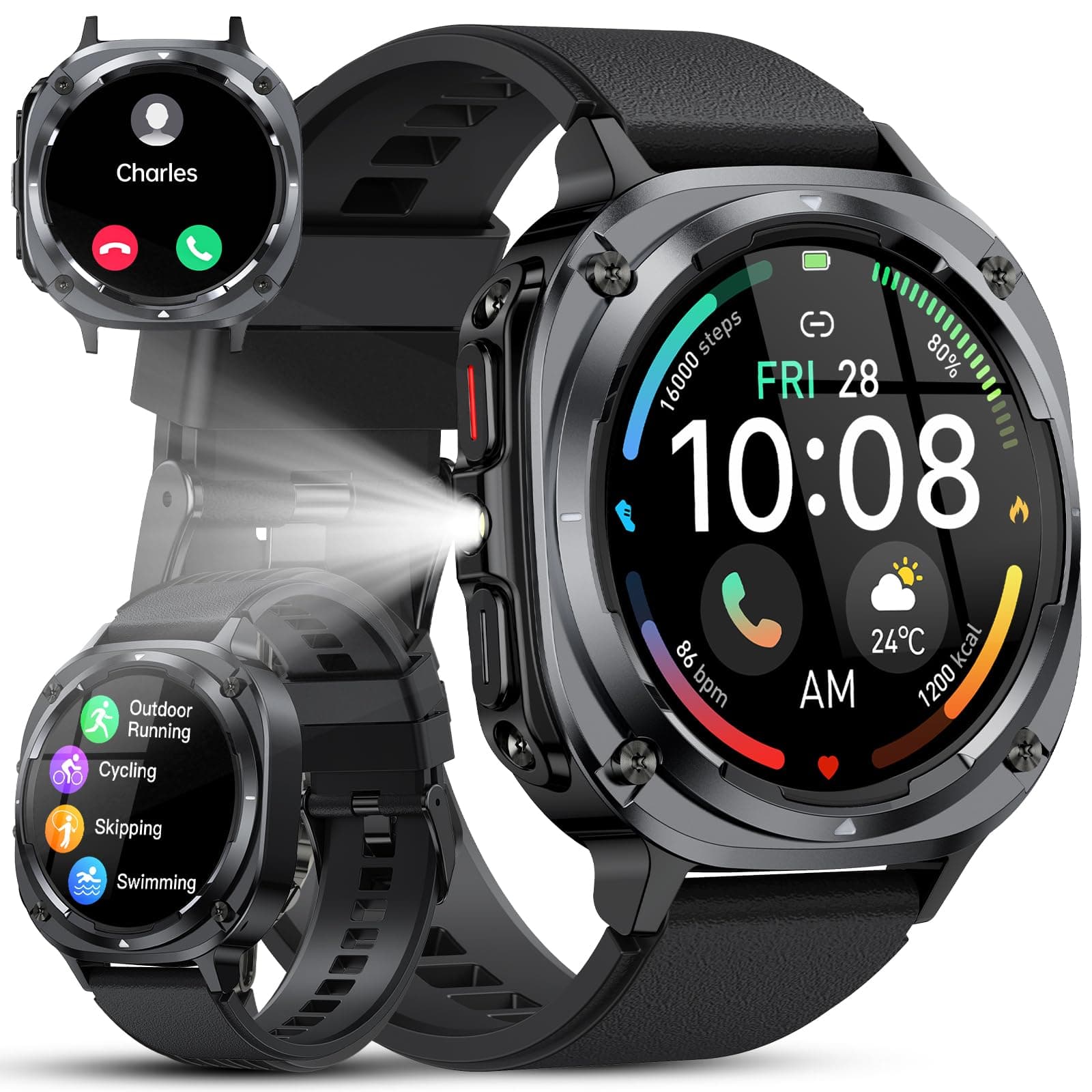 Military Smart Watch for Men, 1.39-Inch HD Display with Call Function | 114+ Sports Modes, Heart Rate and Sleep Monitoring, Pedometer,... chez Amazon UK