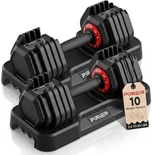PIRIER Adjustable Dumbbell Set 25LB, 10-in-1 Free Weight Adjustable Dumbbells, One-Hand Twist Adjust, Space-Saving... chez Amazon Canada