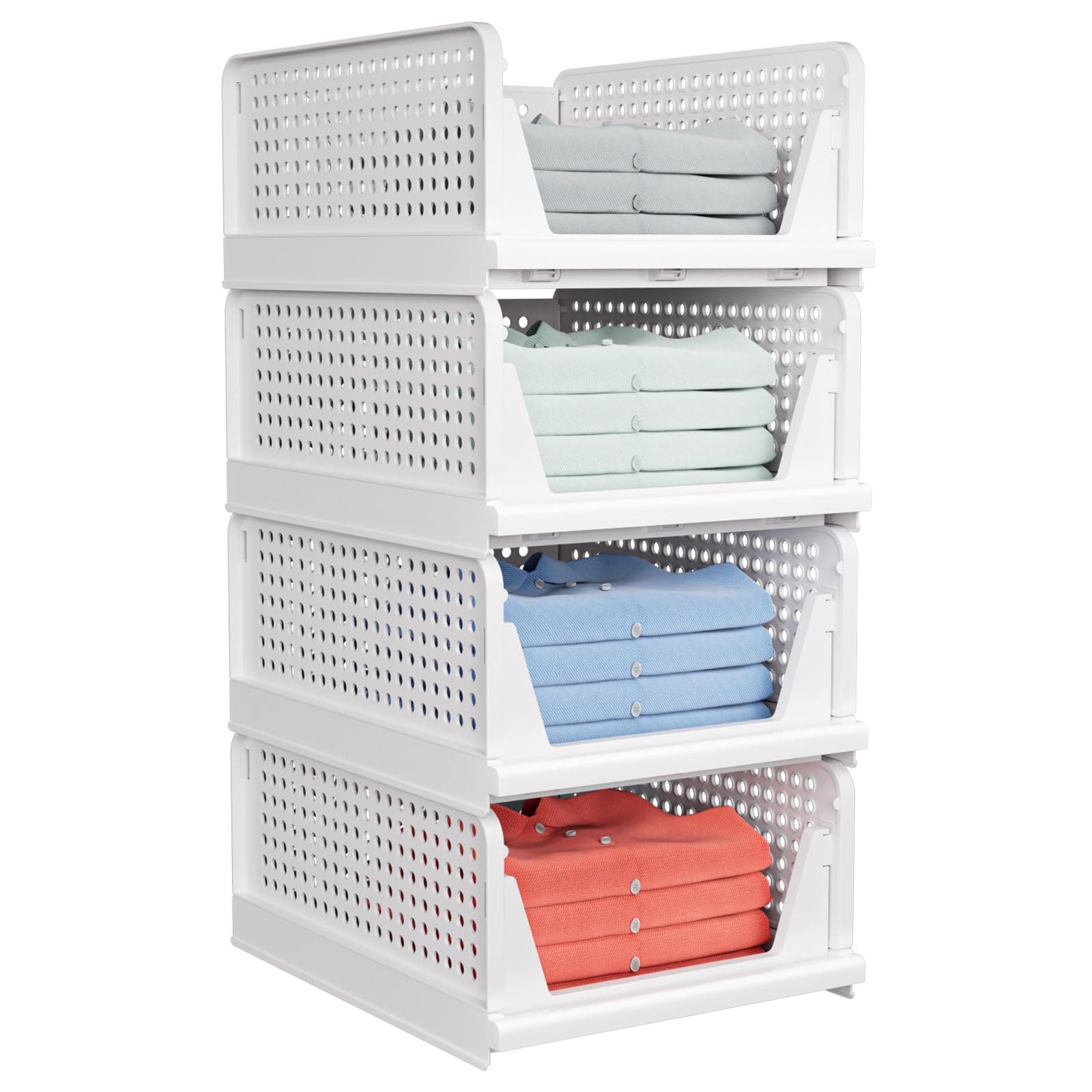caktraie 4 Pack Stackable Closet Storage Basket - Stackable Storage Bins | Multifunctional & Foldable Closet Organizer Waterproof,... chez Amazon US