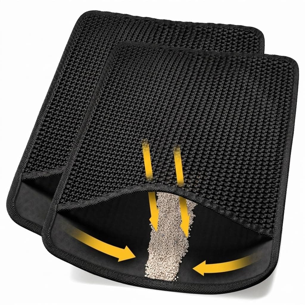 Conlun Cat Litter Mat Litter Tray Mat, Honeycomb Double Layer Design, Urine and Waterproof Material,58 x 42 cm,Pink