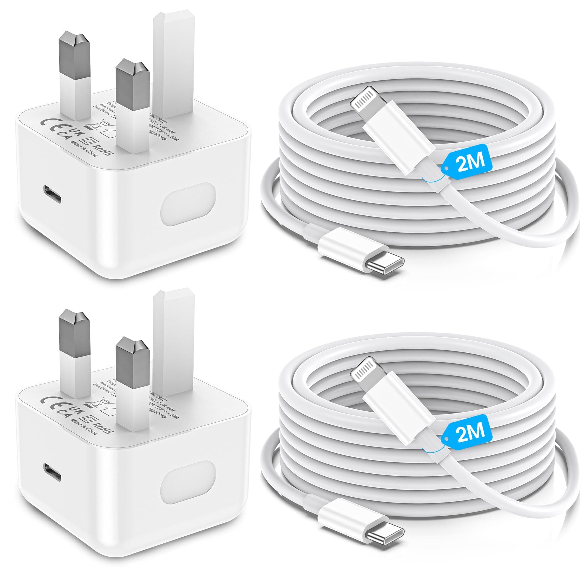 iPhone Charger Fast Charge 2Pack 20W USB C Plug 2M USBC to Lightning Cable | chez Amazon UK