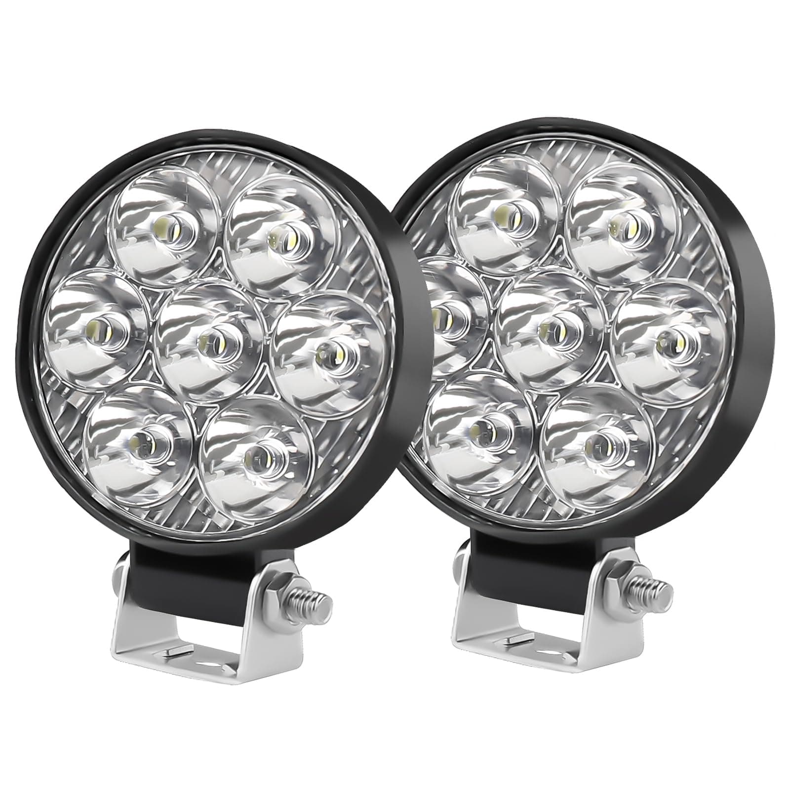 CO LIGHT 2 Pcs 2.5 Inch Round Light Bar LED Work Lights 12v IP68 8000LM LED Off Road Lights For Truck, Off Road Vehicle, ATV, UTV, 4WD, Boat