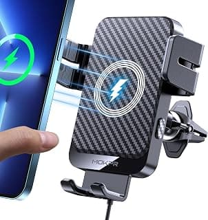 Chargeur de voiture sans fil, MOKPR Chargeur de téléphone portable à fixation automatique 15 W Chargeur sans fil pour grille... chez Amazon Canada