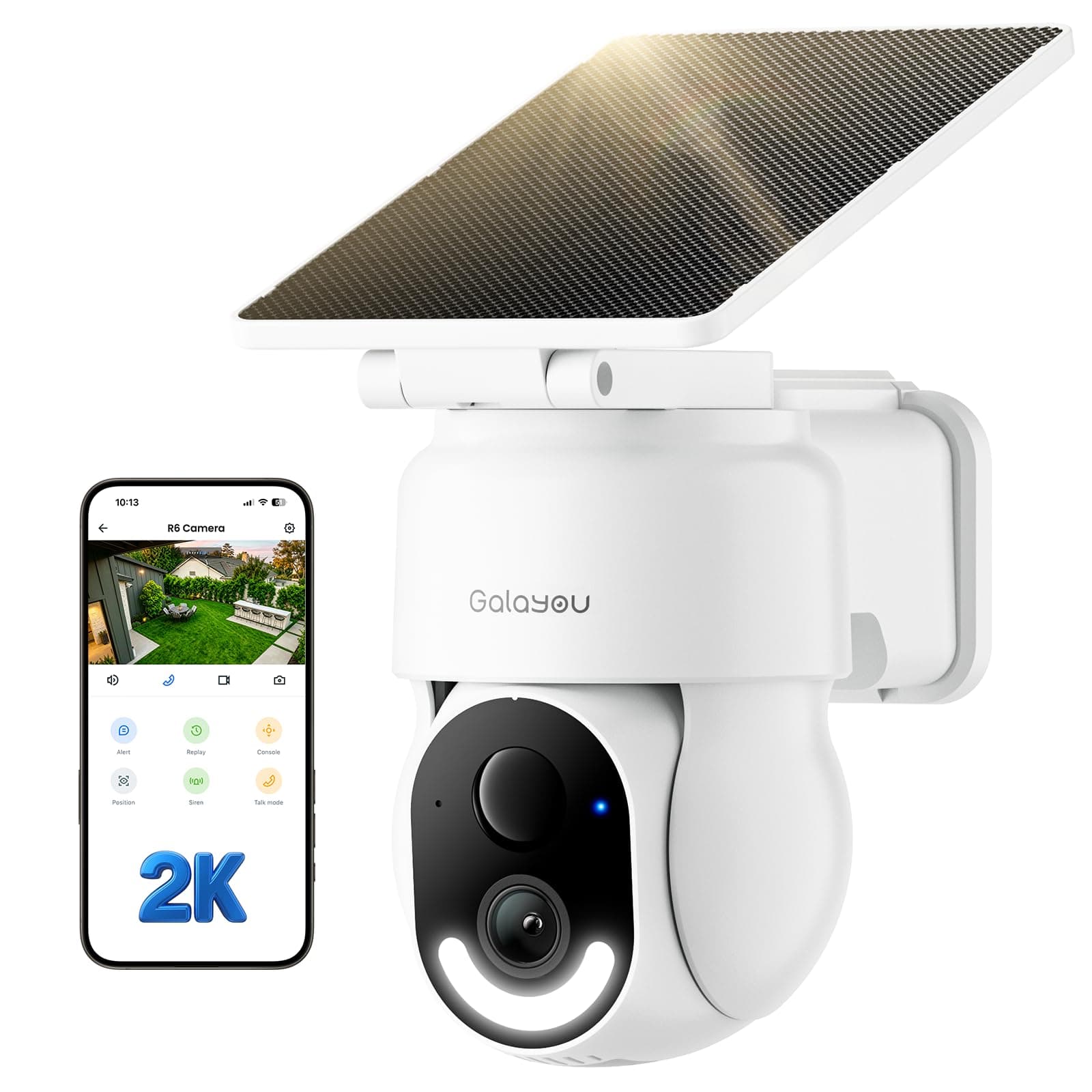 GALAYOU Solar Security Camera Outdoor Wireless - Outdoor Camera 2K CCTV, R6 | Pan&Tilt Battery Powered, Color Night Vision, PIR Human... chez Amazon UK