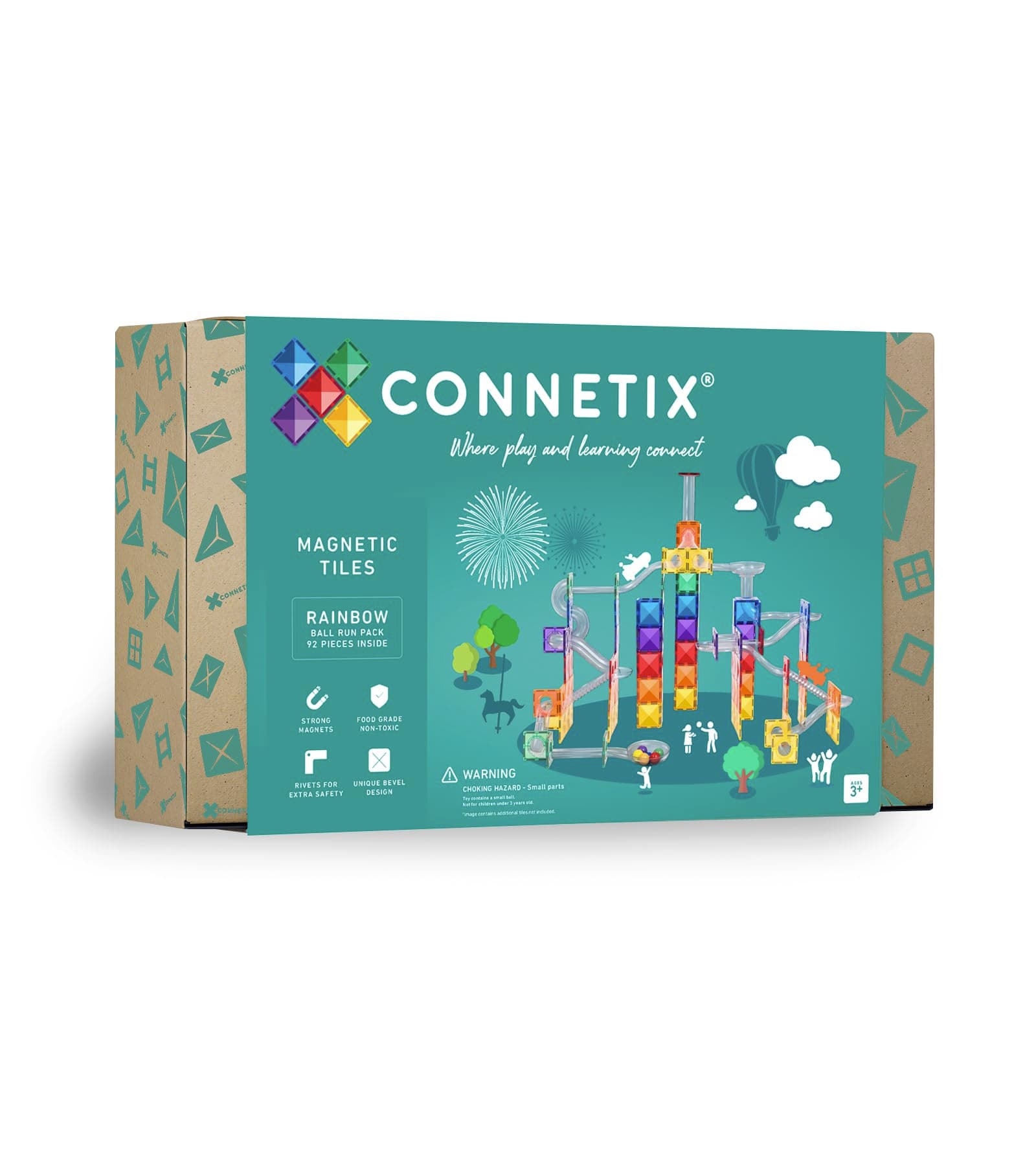 CONNETIX Magnetic Tiles Rainbow Ball Run Pack, 92 Pieces chez Amazon UK