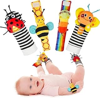 Infinno Baby Rattle Socks and Foot Finder Set for 0-12 Months | Garden bug sensory play, soft wrist rattles and foot finder socks for... chez Amazon Canada
