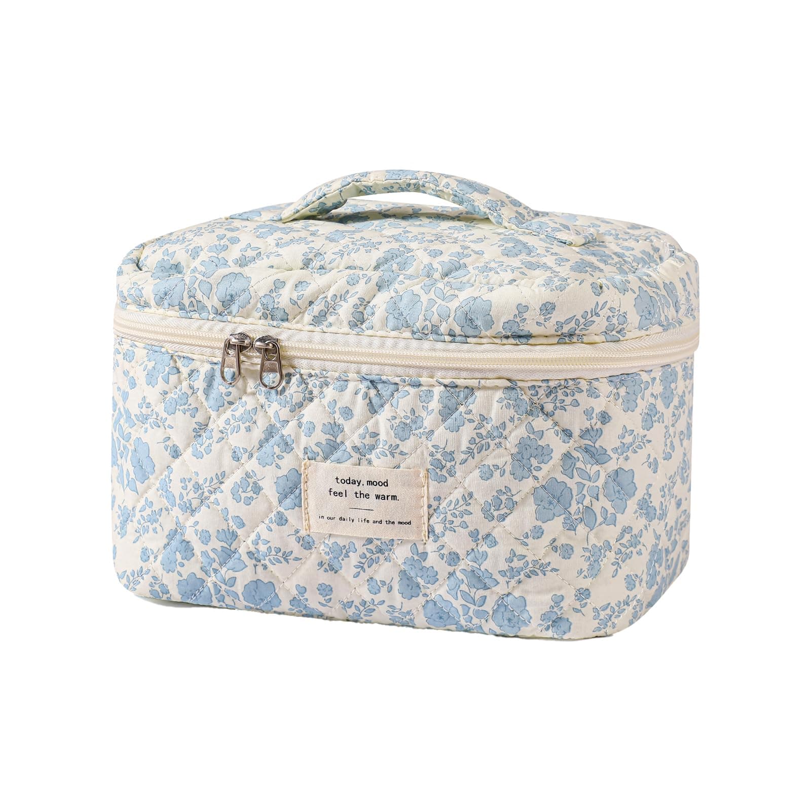 uekeboag Large Travel Quilted Makeup Bag for Women | Soft Floral Cotton Cosmetic Bag, Foldable Coquette Aesthetic Toiletry Organizer chez Amazon US
