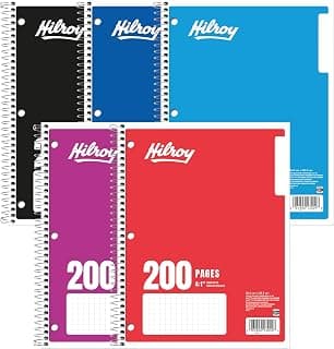 Hilroy 1-Subject Coil Notebook, 8" x 10.5", Quad Ruled Graph Paper, 200 Pages/100 Sheets, 1 Notebook, Colour May Vary (13009) chez Amazon Canada