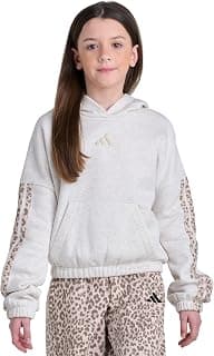 adidas Kids Girls Long Sleeve Printed 3-Stripe Hooded Hoodie Casual Outerwear Casual - White