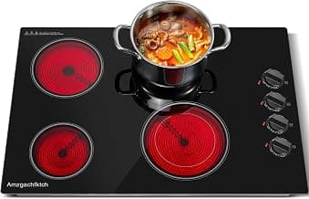 Table de cuisson électrique 30 pouces - 4 brûleurs en céramique intégrée, table de cuisson électrique radiante de 30" avec commande à... chez Amazon Canada