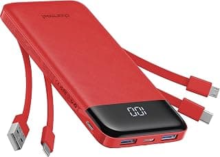 Charmast Power Bank with Built in 4 Cables, 10000mAh Portable Charger | Charges 6 devices at once,Dual voltage,Digital display,Smart... chez Amazon Canada
