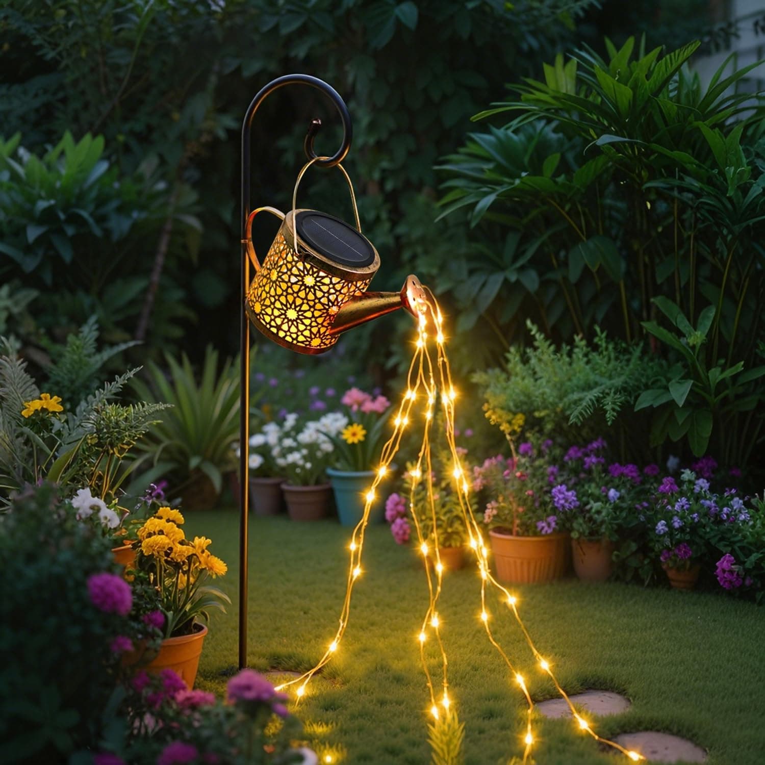 Solar Watering Can Lights Outdoor Garden Ornaments, Gifts for Women Mom | Waterproof LED