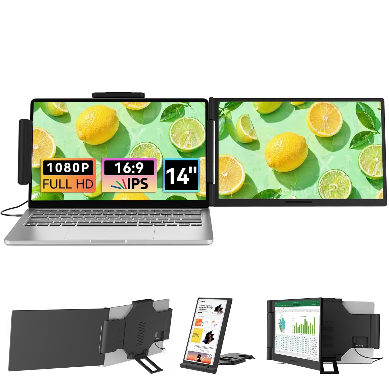 Laptop Screen Extender 14.1" 1080P, Dual Screen Monitor for