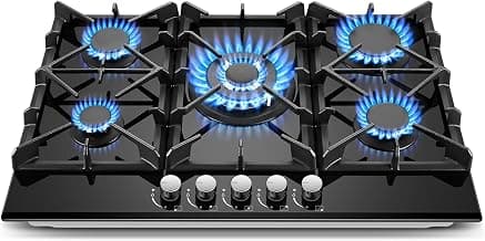 Amzgachfktch Table de cuisson à gaz 76,2 cm, cuisinière au propane à 5 brûleurs, cuisinière à gaz convertible NG/LPG intégrée, table... chez Amazon Canada