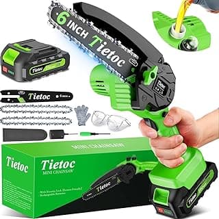 TIETOC Mini tronçonneuse électrique sans fil de 15,2 cm avec grandes batteries, 880 W avec système d'huile, petite scie à chaîne à... chez Amazon Canada
