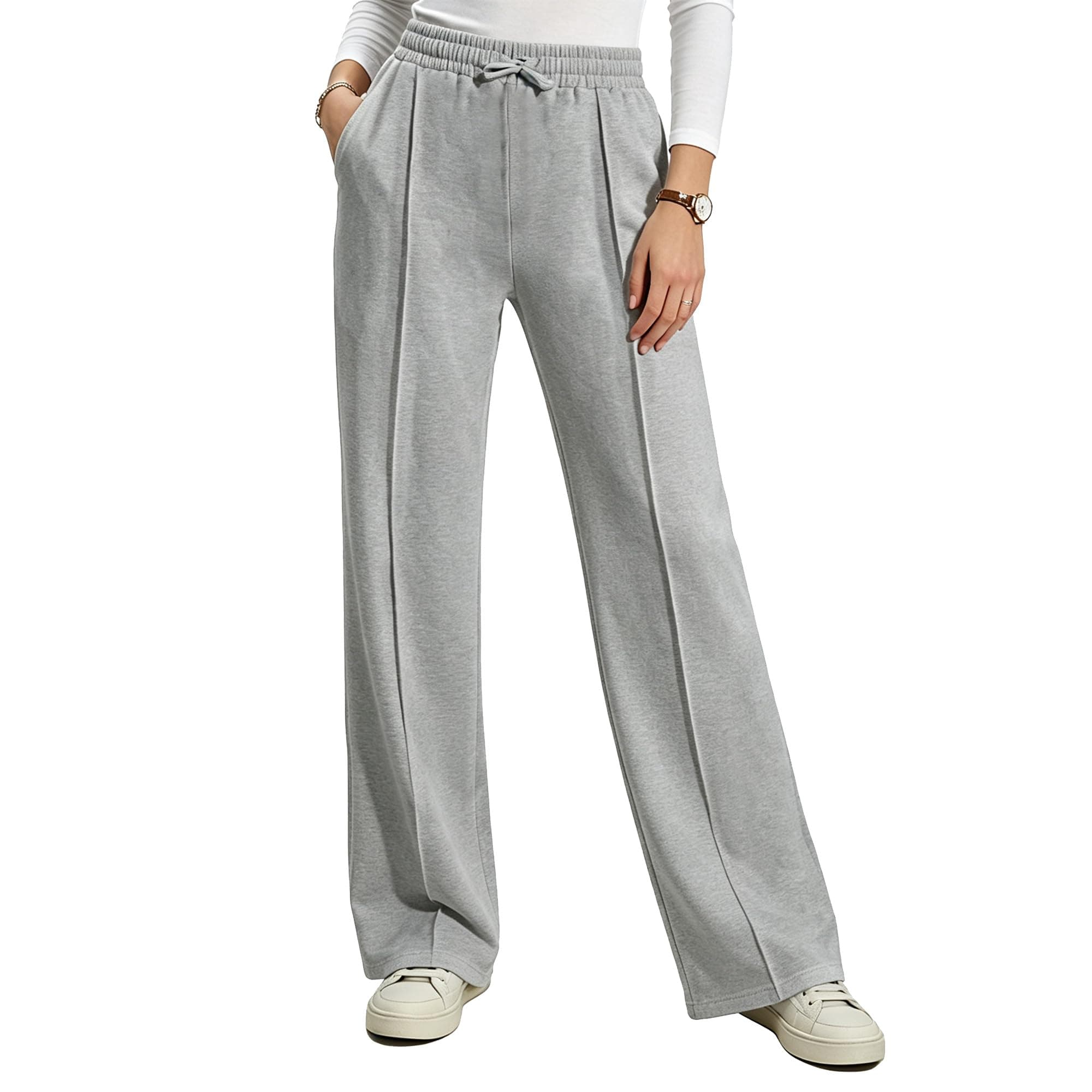Women Wide Leg Sweatpants Baggy Palazzo Yoga Pants French Terry Lounge Pants with Pockets