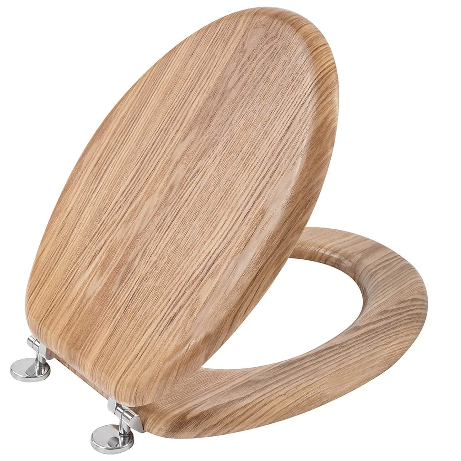 Angel Shield Antibacterial Wooden Toilet Seat - Adjustable Hinges, Always Fits, Never Slips - 45 x 37 x 5.6 cm (Solid Oak) chez Amazon UK