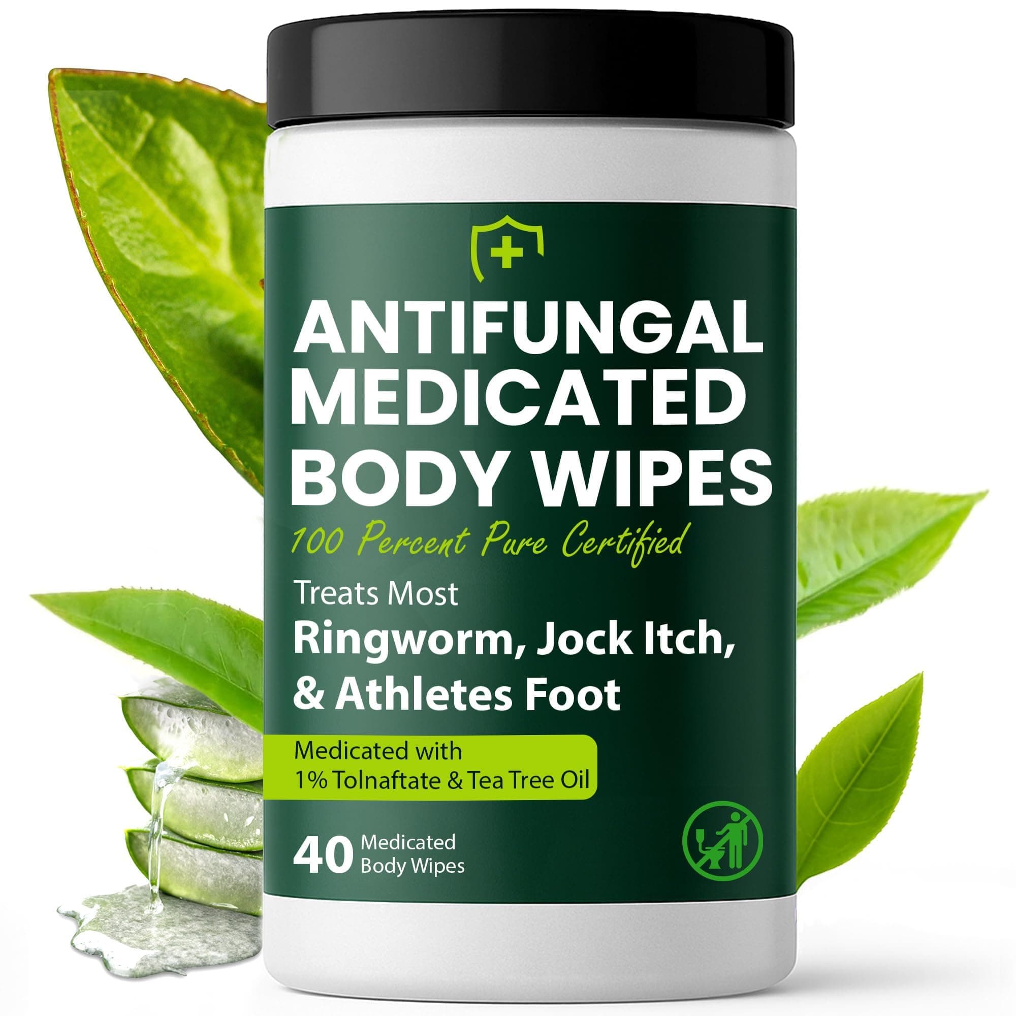 Body Wipes with 1% Tolnaftate for Ringworm, Jock Itch & Athlete's Foot | Medicated