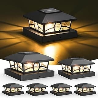 APONUO Solar Post Lights Outdoor, 6 Pack Noir Waterproof LED Lights, 3000K Warm Blanc for 3.5x3.5 4x4 Wooden/Vinyl... chez Amazon Canada