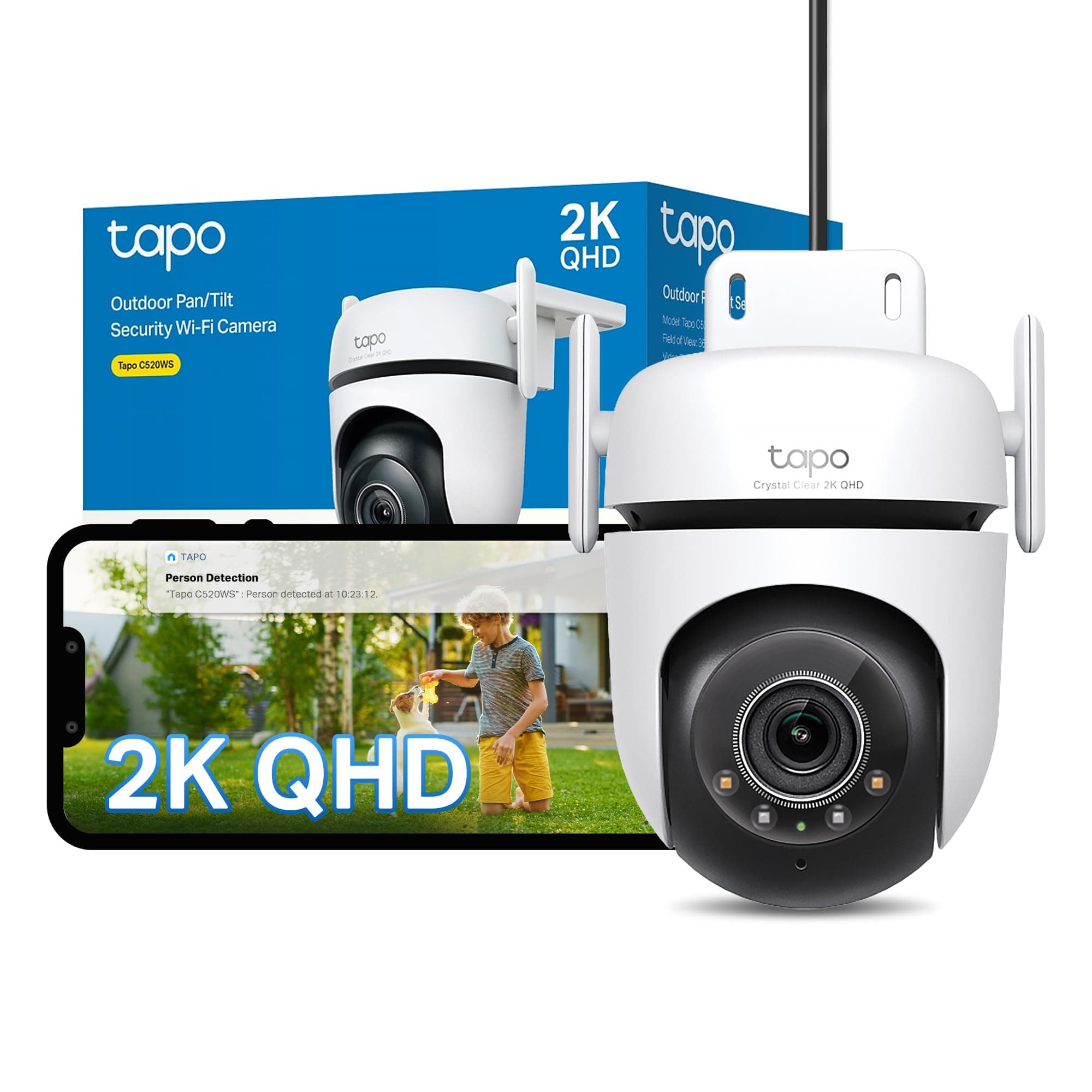 Tapo C520WS 2K 4MP Pan/Tilt Outdoor Security Camera CCTV Camera | Starlight Color Night Vision, AI Detection, 360° View, Motion... chez Amazon UK