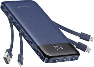 Chargeur portable Charmast avec câbles intégrés, banque d'alimentation avec cordons/fils, batterie de voyage mince 10 000 mAh, 6... chez Amazon Canada