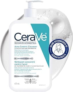CeraVe Nettoyant visage contre l'acné, nettoyant à l'acide salicylique à 2 % avec argile purifiante et niacinamide pour peaux grasses... chez Amazon Canada