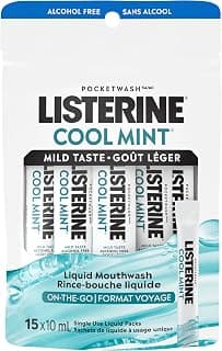 Listerine On-The-Go Alcohol Free Mouthwash Packets, Oral Rinse in Individual Packets Kills Bad Breath Bacteria, Cool Mint Flavor,... chez Amazon Canada