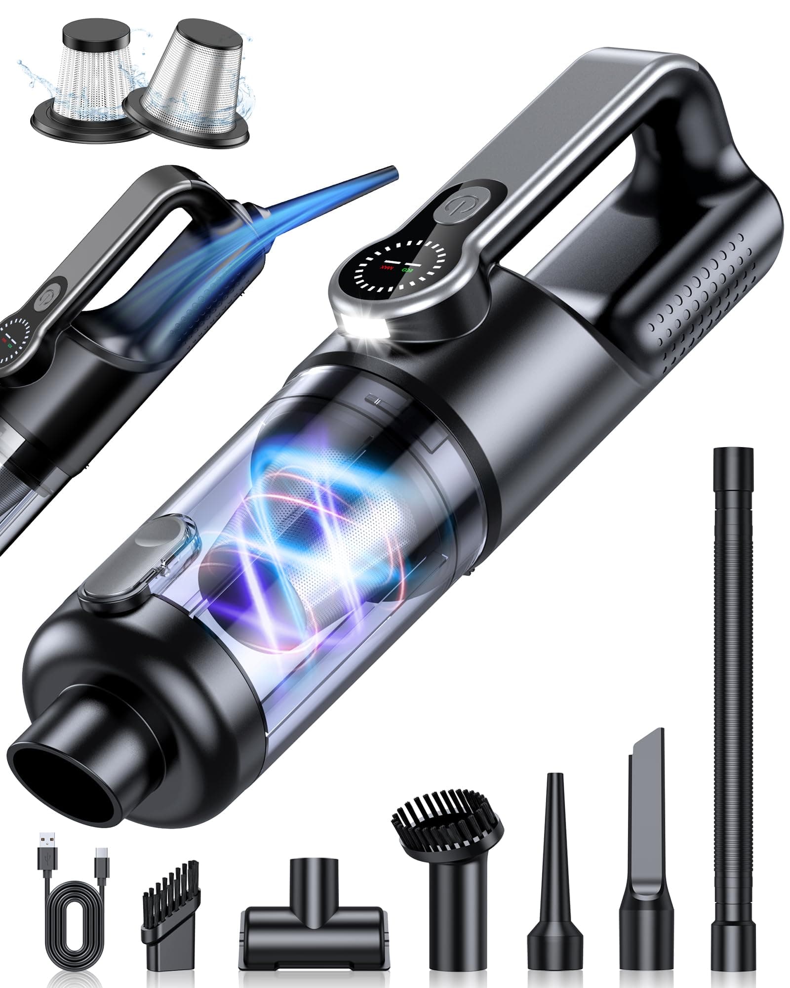 FAOGO Cordless Handheld Vacuum Cleaner, 2-in-1 Vacuum & Blower, 36000Pa Suction Brushless Motor, Car Vacuum with LED Light,... chez Amazon US