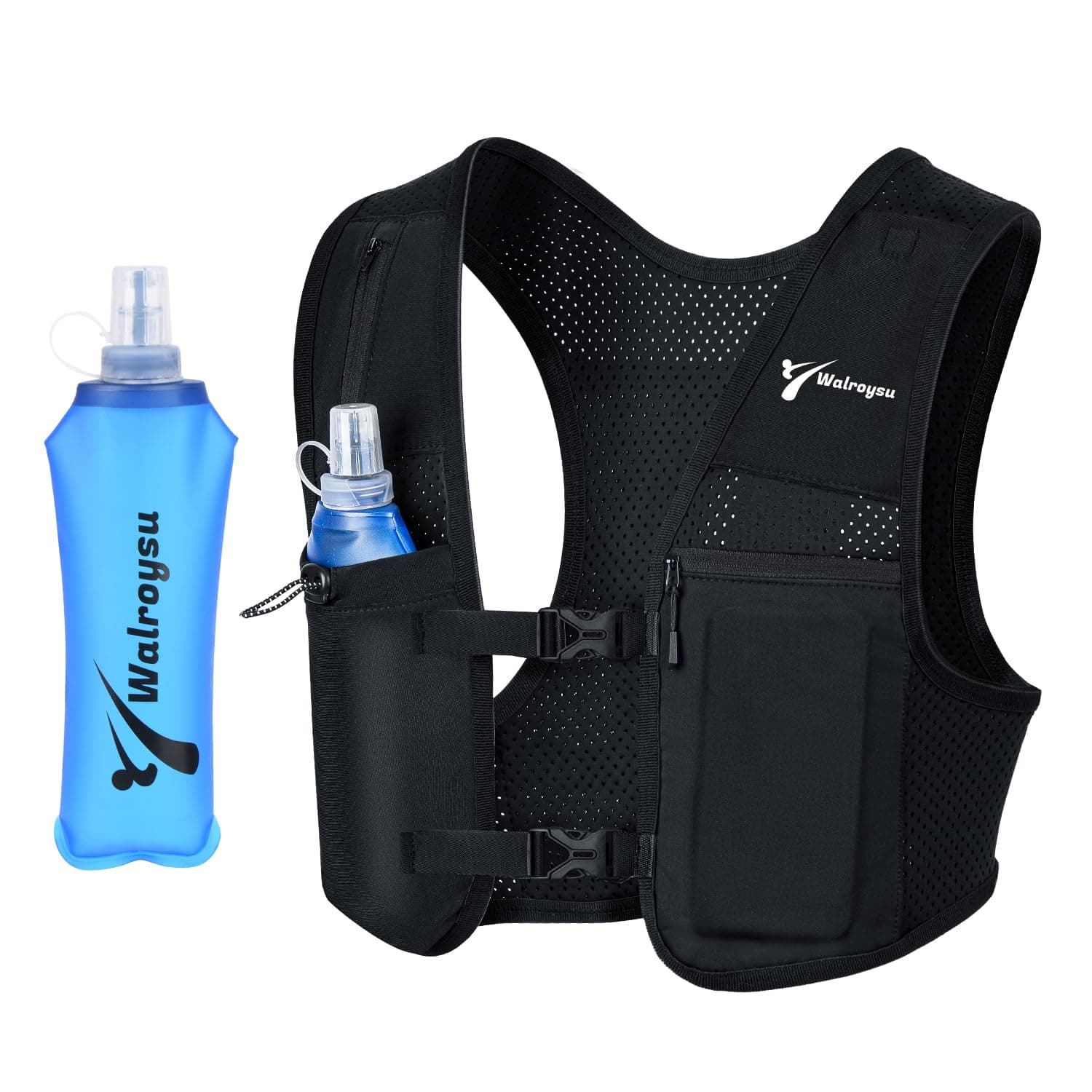 Running Vest for Women & Men, Adjustable Elasticated Sternum Straps Vest with 500ml Soft Flask, Fast and Free Reflective chez Amazon US