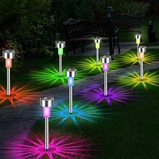 Fohil 10 Pack Solar Pathway Lights Outdoor for Garden Decor Multicolor | LED, Lasts 6-8 Hours, Automatic Switch, IP65... chez Amazon Canada