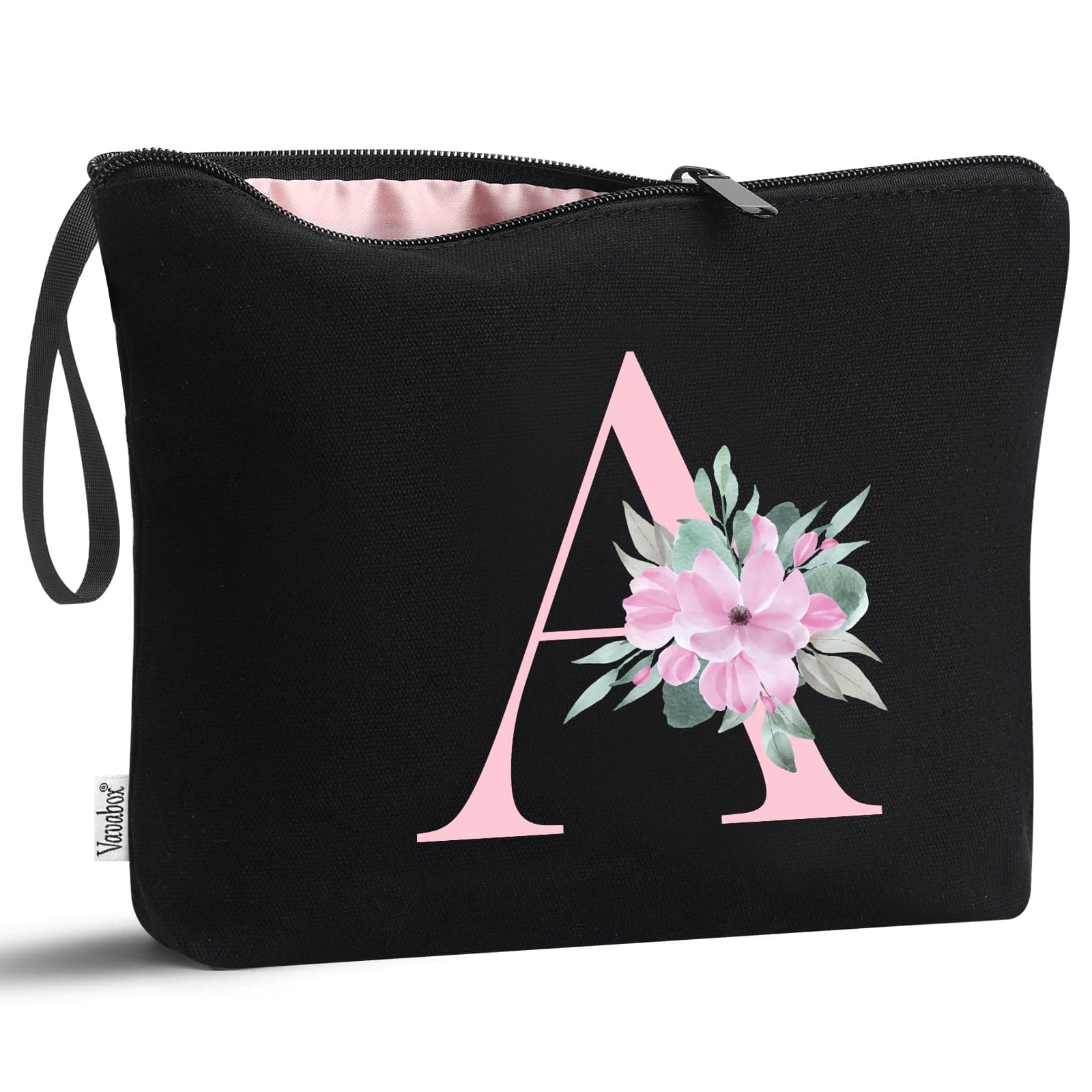 Vavabox Personalised Initial Make Up Bag, Gifts for Women (A, Black) | Birthday Makeup Bag, Cosmetic Wash Bag Gifts for Teenage Girls Ladies chez Amazon UK