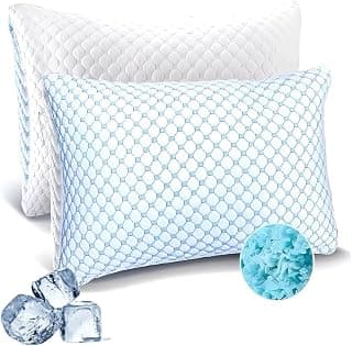 Cooling Memory Foam Queen Size Pillows 2 Pack: Adjustable Firm Hypoallergenic Sleeping Pillows with Cooling Cover for... chez Amazon Canada