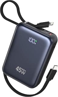 Power Bank, Ultra Mini 20000mAh Portable Charger, 45W PD Fast Charging Powerbank with Built in Cables, USB-C in&Out Battery Pack,... chez Amazon Canada
