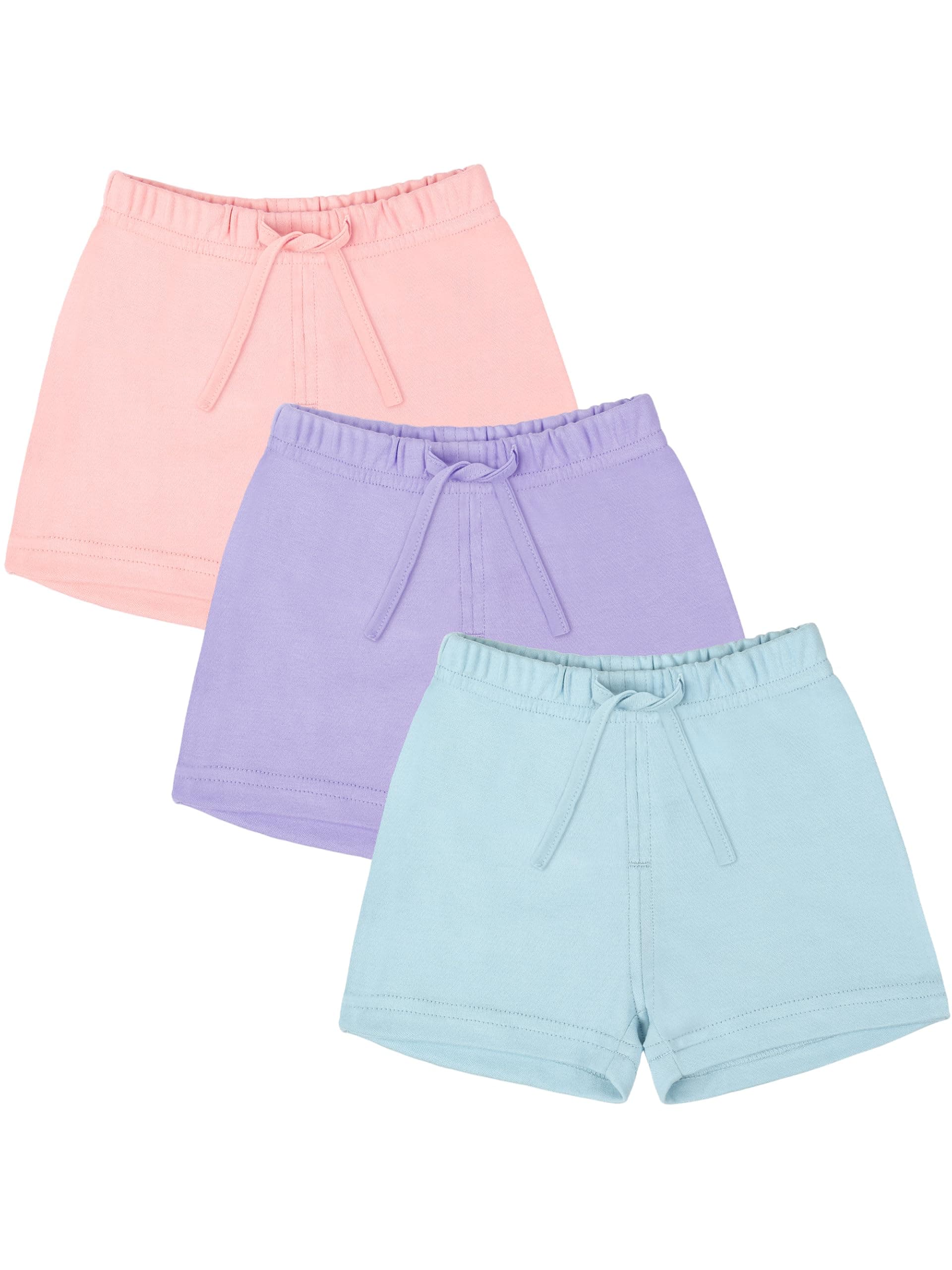 Ruisita 3 Pack Unisex Baby Toddler Cotton Shorts with Drawstring Baby Pull-on Soild Shorts Soft Clothes for Summer Daily