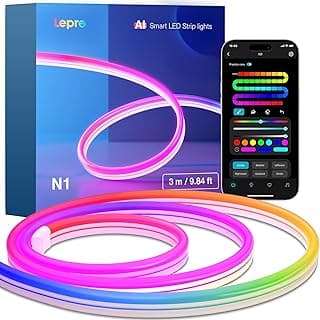 Lepro AI LED Neon Lights N1, RGBIC LED Lights, Work with Google/Alexa Neon Rope Light, IP65 Outdoor Led Strip Lights... chez Amazon Canada