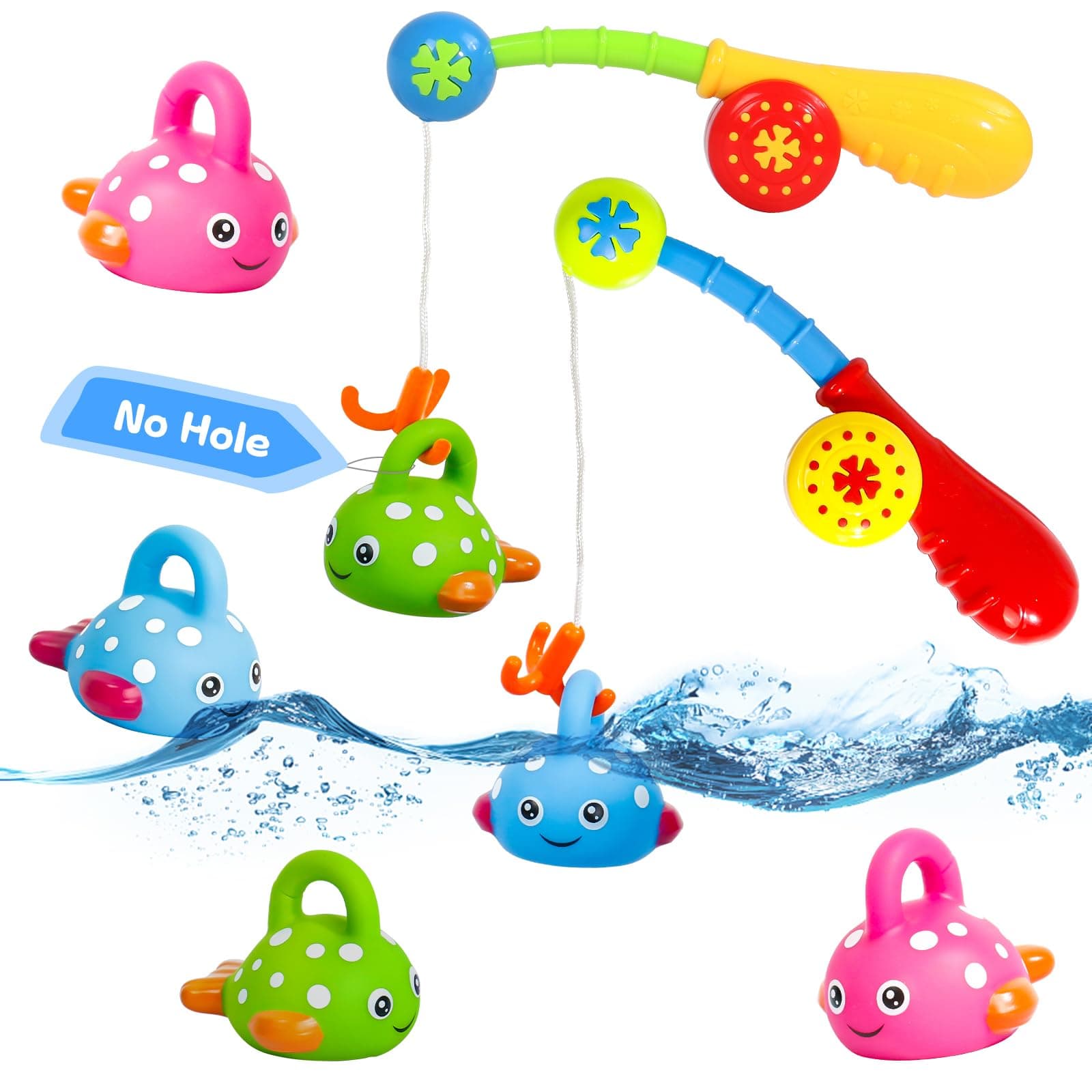 Bath Toys Fishing Game for 2 3 4 Year Olds Toddler Kids, No Hole No Mould | Paddling Pool Toys with 2 Toy Fishing Rod 6 Fishing Toys, Shower chez Amazon UK