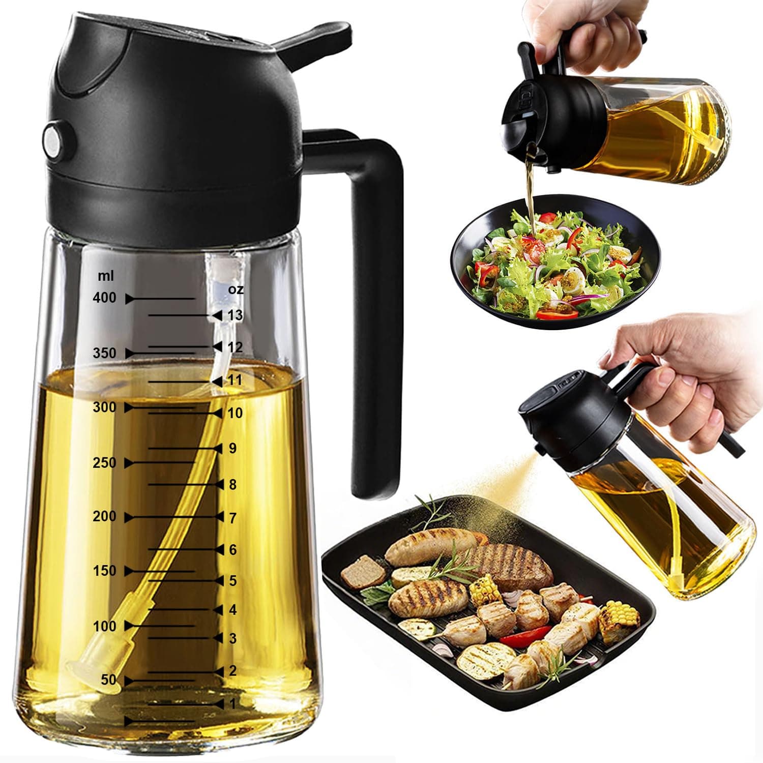TrendPlain 470ml Olive Oil Spray Bottle for Kitchen Gadgets - 2 in 1 Olive Oil Dispenser Bottle and Air Fryer Accessories for Cooking, Salad chez Amazon Canada