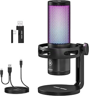 ARES WING Wireless Gaming Microphone with RGB Light, USB Condenser Mic