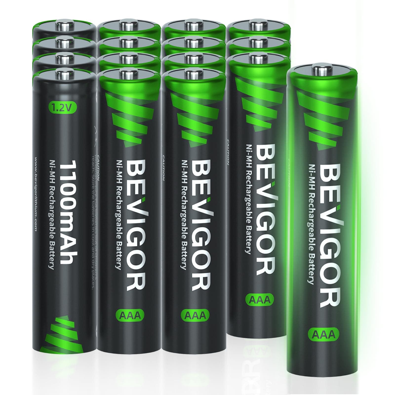 BEVIGOR AAA Rechargeable Batteries 16 Pack - 1100mAh 1500 Cycles High Capacity NiMH Rechargeable Battery AAA, 1.2V Low Self Discharge chez Amazon UK