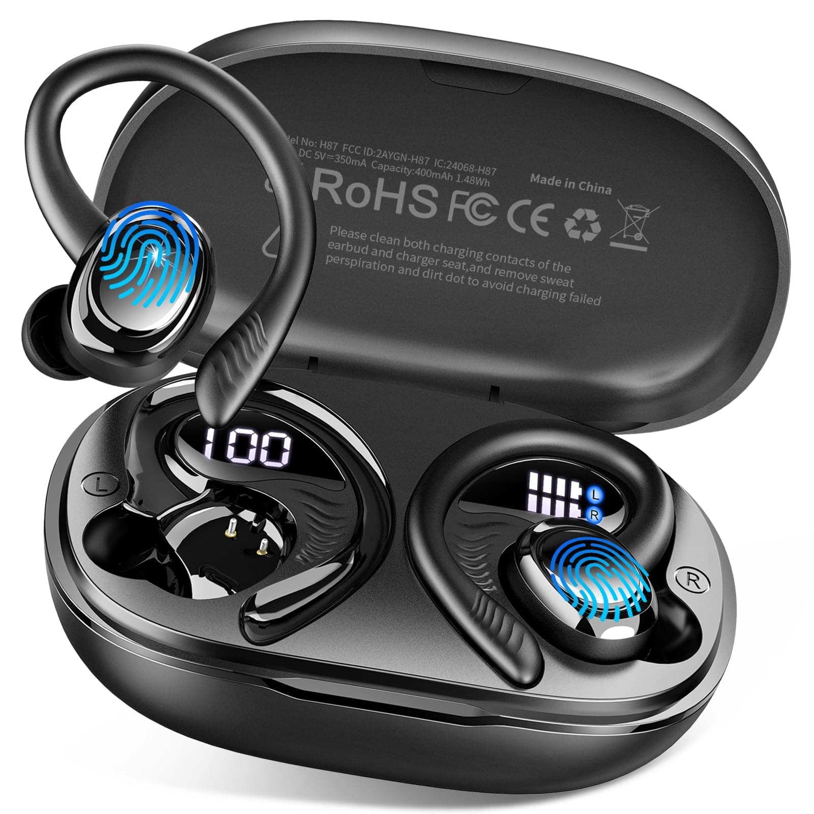 2026 Wireless Headphones Bluetooth 5.4 Earbuds Sport, HiFi Stereo Deep Bass | ENC Noise Cancelling Mic Ear Buds Running, 50+Hrs... chez Amazon UK