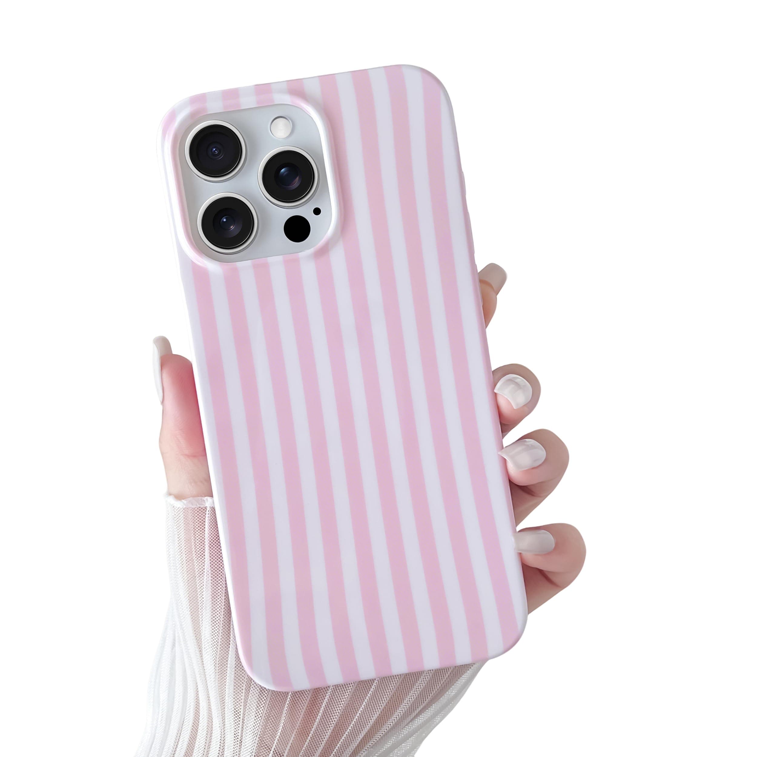 Yeddabox for iPhone 16 Pro Case Cute Striped Phone Case Soft TPU Slim Shockproof Phone Cover for Women Girls, Pink chez Amazon US