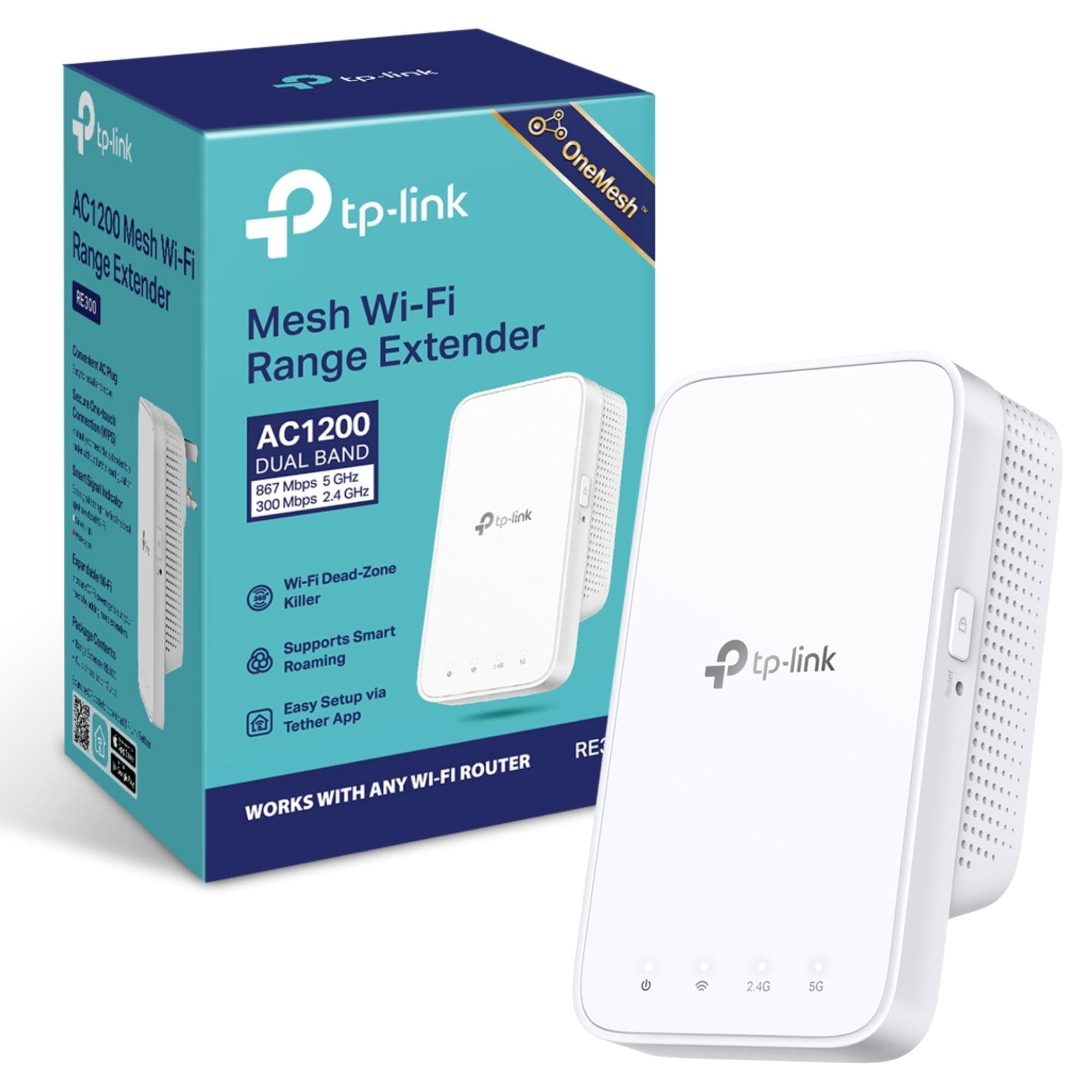 TP-Link RE300 AC1200 WiFi Extender Booster WiFi Booster | OneMesh Compatible, Dual Band AC1200, Works with Any WiFi Router, App... chez Amazon UK