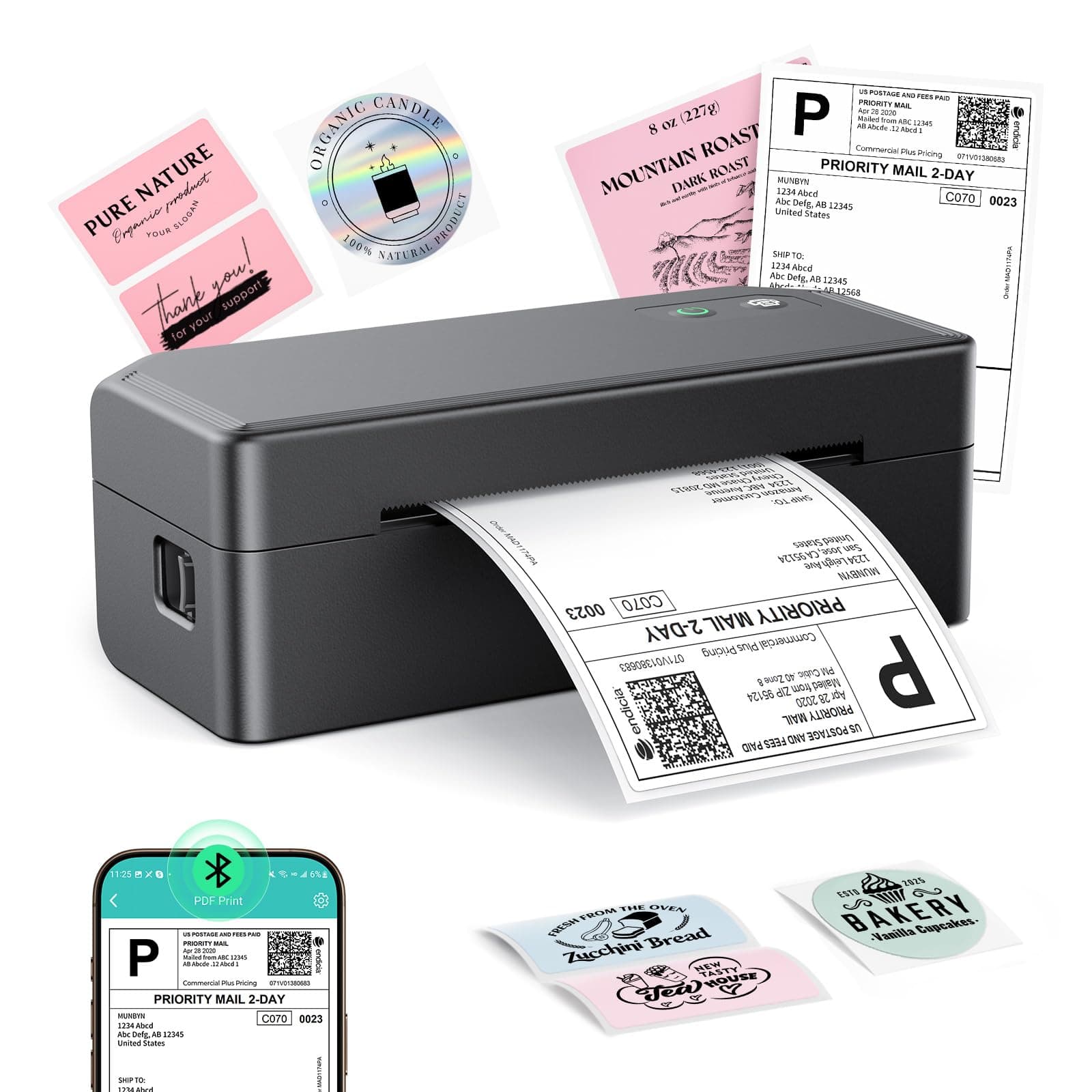 SVANTTO Bluetooth Thermal Label Printer 4x6, Shipping Label Printer for Royal Mail, DPD, Etsy, Shopify, Compatible with iOS, Android,... chez Amazon UK