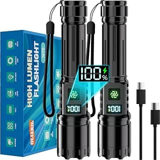 Lot de 2 lampes de poche rechargeables 990 000 lumens à DEL haute luminosité, lampe zoomable la plus lumineuse avec écran numérique... chez Amazon Canada